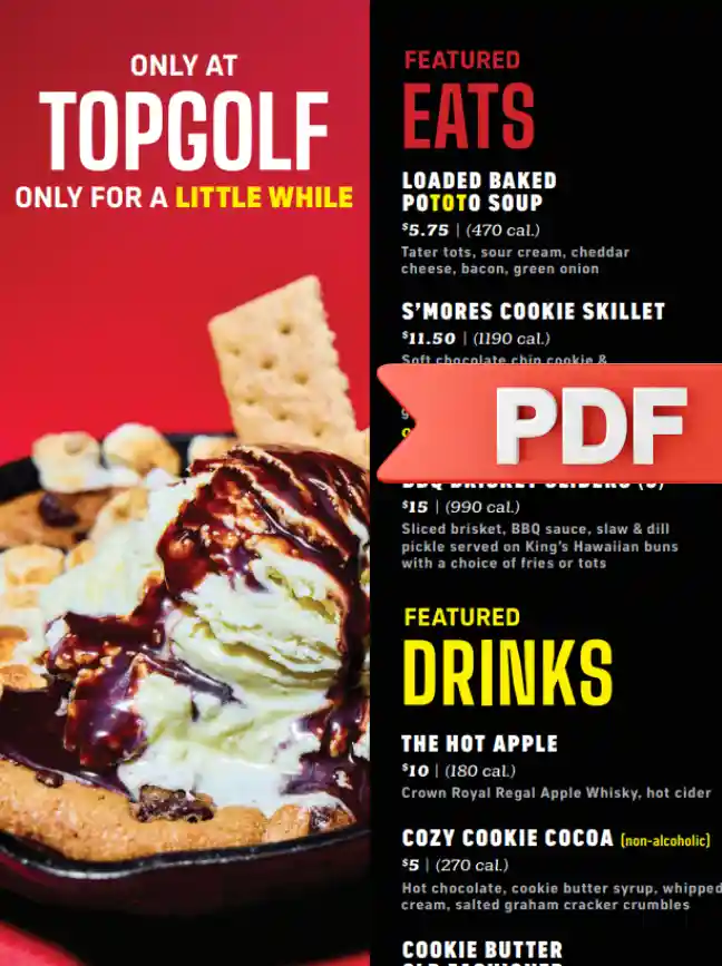 Topgolf Menu - Drink & Food Menu with Prices